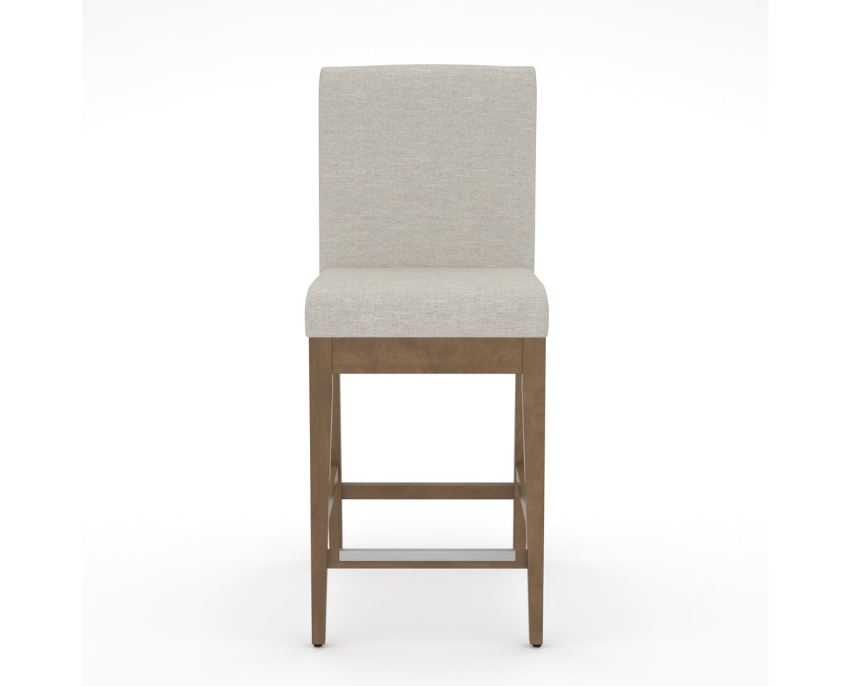 Canadel Modern Box Back Counter Stool in Pecan Washed, TB Fabric, front view