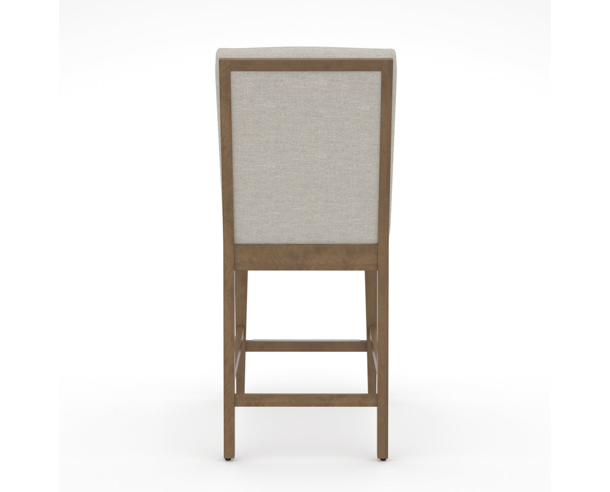 Canadel Modern Box Back Counter Stool in Pecan Washed, TB Fabric, back view