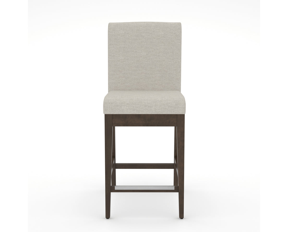 Canadel Modern Box Back Counter Stool in Hazelnut Washed, TB Fabric, front view