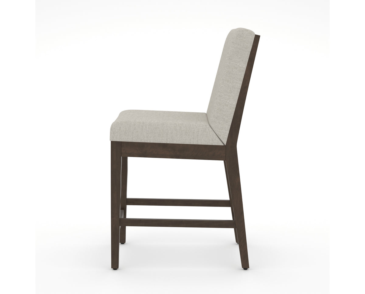 Canadel Modern Box Back Counter Stool in Hazelnut Washed, TB Fabric, side view