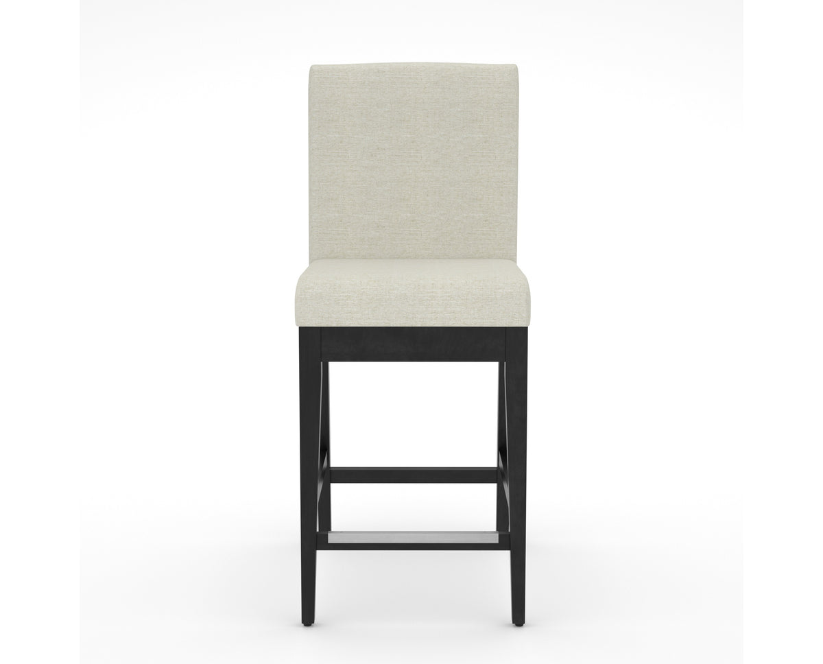 Canadel Modern Box Back Counter Stool in Dark Smoke, TW Fabric, front view