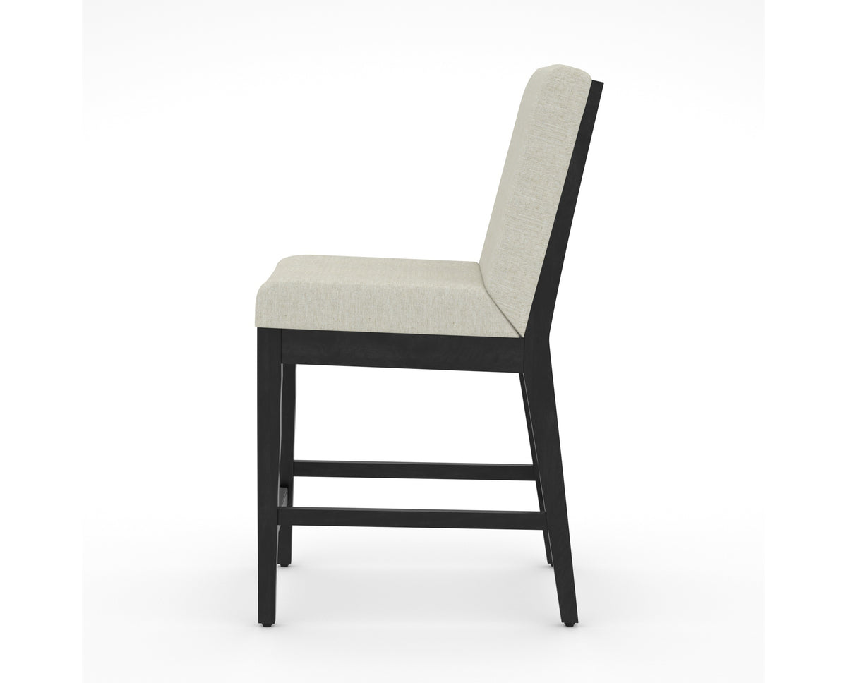 Canadel Modern Box Back Counter Stool in Dark Smoke, TW Fabric, side view