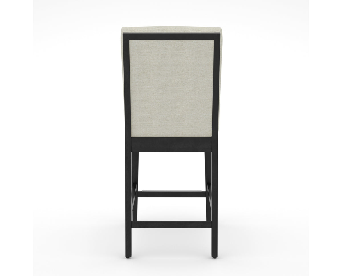 Canadel Modern Box Back Counter Stool in Dark Smoke, TW Fabric, back view