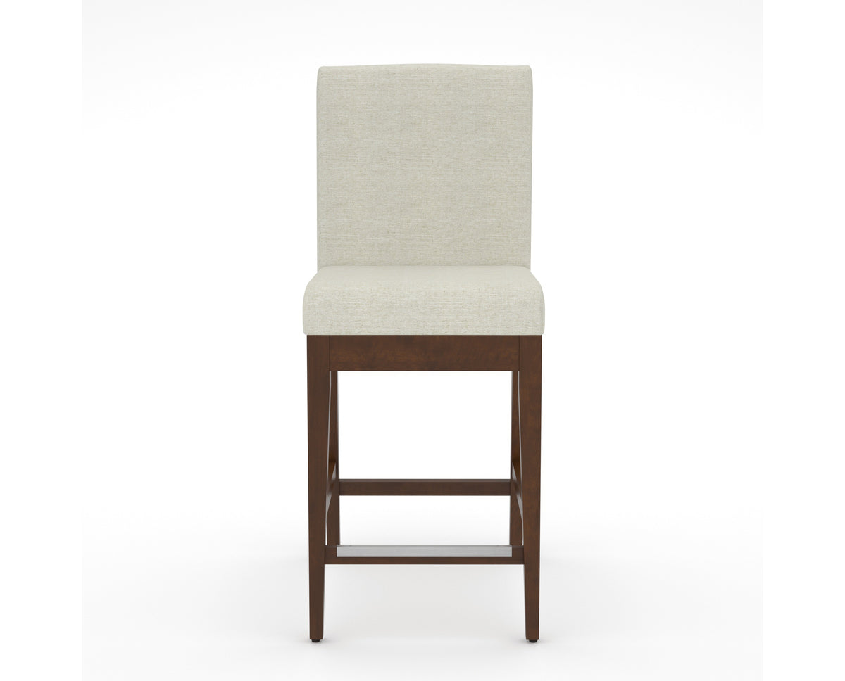Canadel Modern Box Back Counter Stool in Cognac Washed, TW Fabric, front view