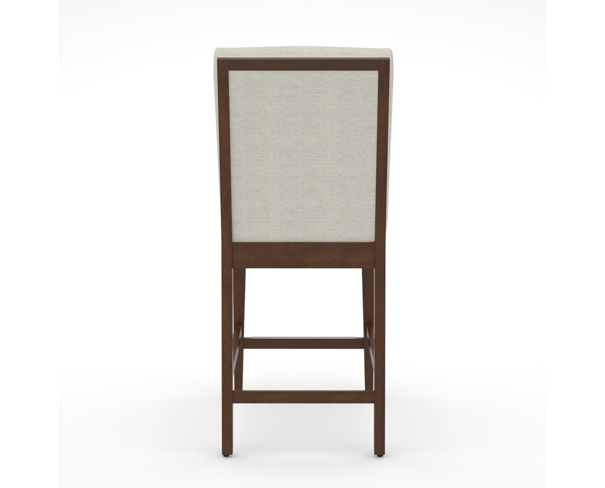 Canadel Modern Box Back Counter Stool in Cognac Washed, TW Fabric, back view