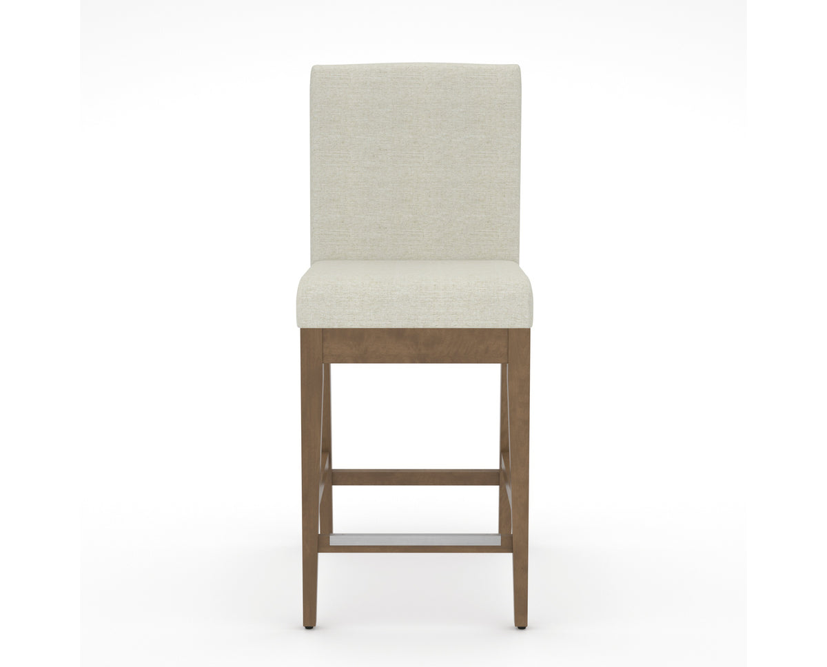Canadel Modern Box Back Counter Stool in Pecan Washed, TW Fabric, front view