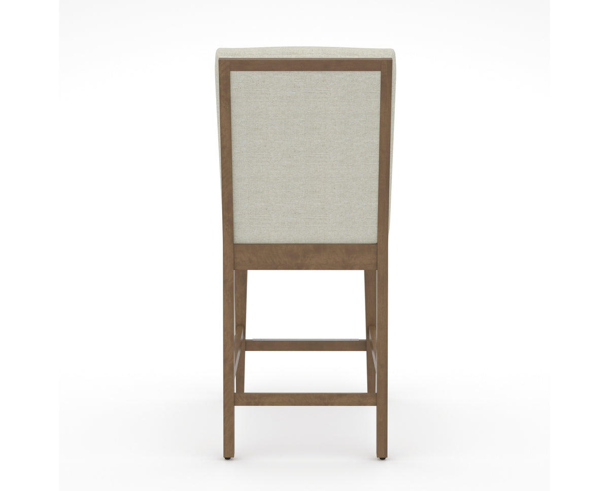 Canadel Modern Box Back Counter Stool in Pecan Washed, TW Fabric, back view
