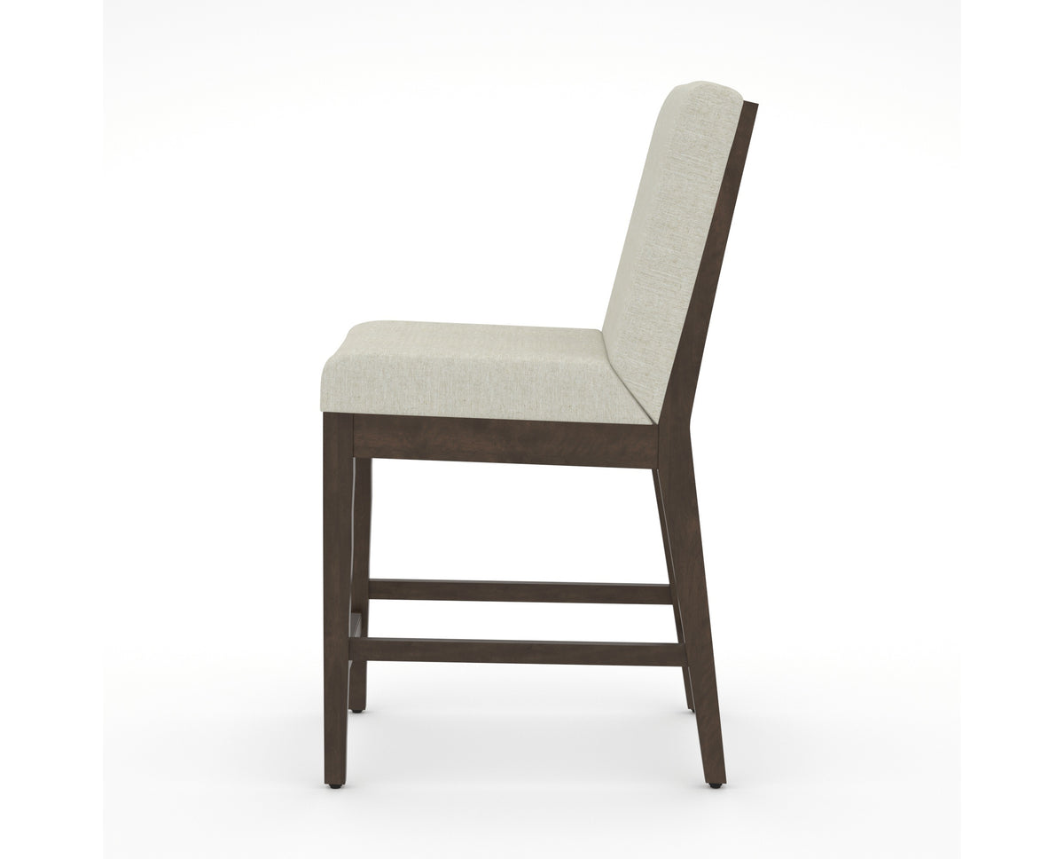 Canadel Modern Box Back Counter Stool in Hazelnut Washed, TW Fabric, side view