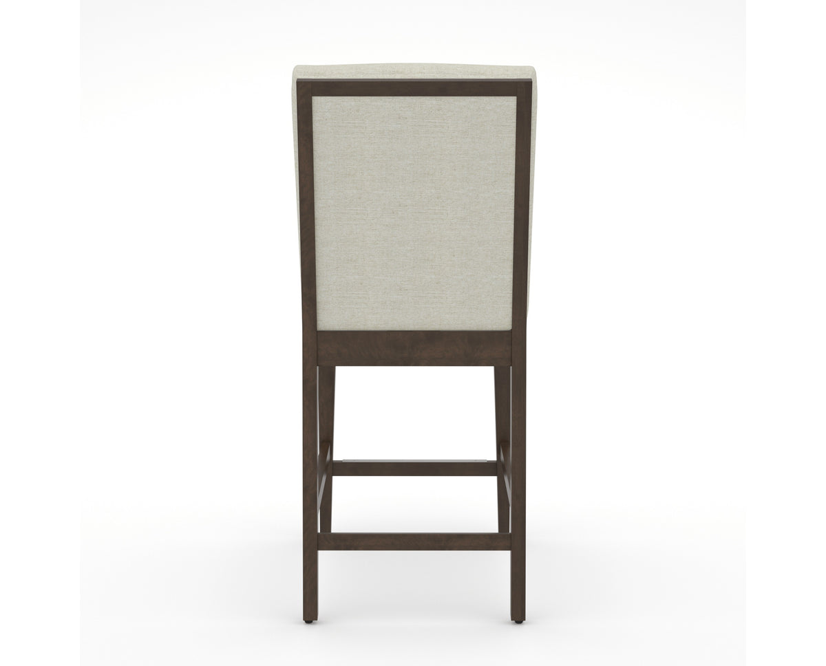 Canadel Modern Box Back Counter Stool in Hazelnut Washed, TW Fabric, back view