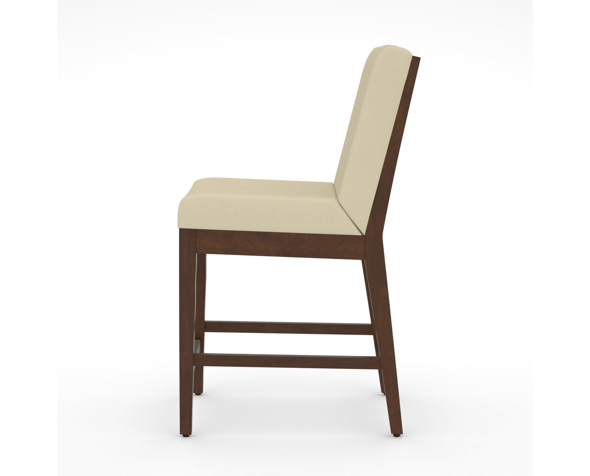 Canadel Modern Box Back Counter Stool in Cognac Washed, XZ Faux Leather, side view