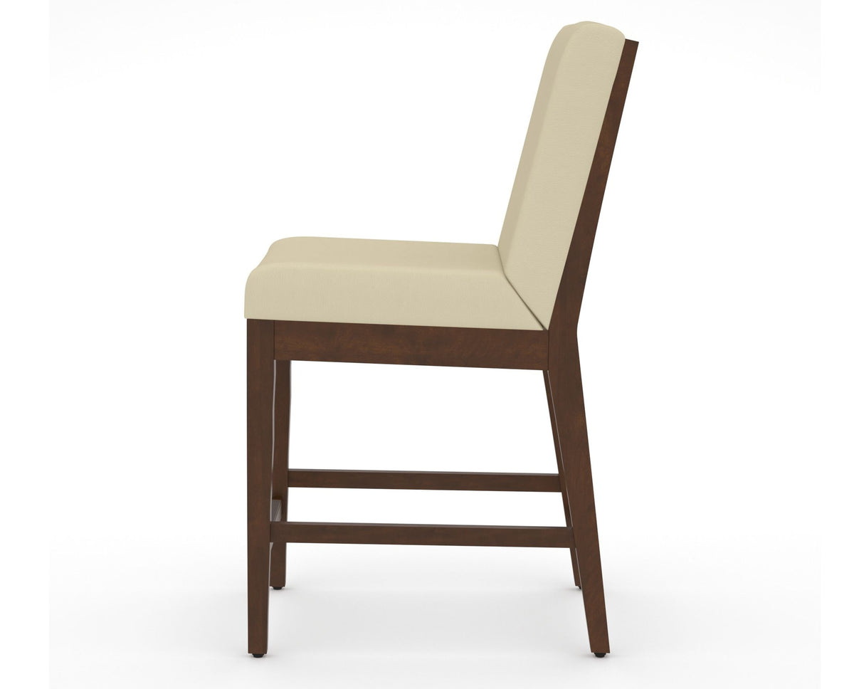 Canadel Modern Box Back Counter Stool in Cognac Washed, XZ Faux Leather, side view