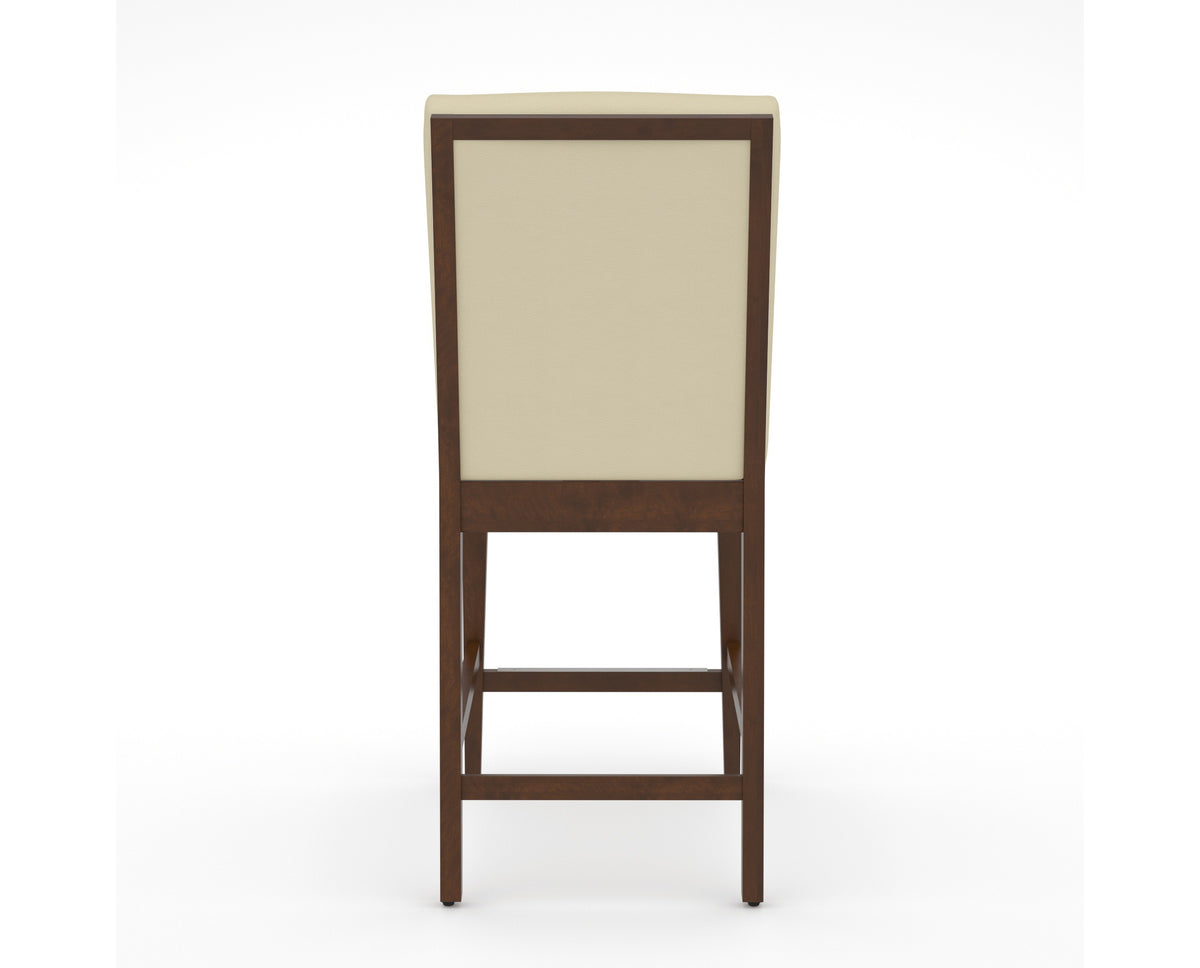 Canadel Modern Box Back Counter Stool in Cognac Washed, XZ Faux Leather, back view