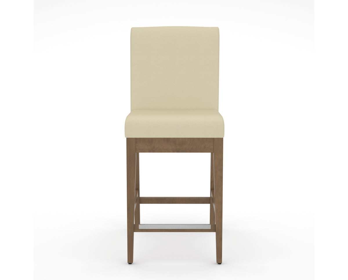 Canadel Modern Box Back Counter Stool in Pecan Washed, XZ Faux Leather, front view