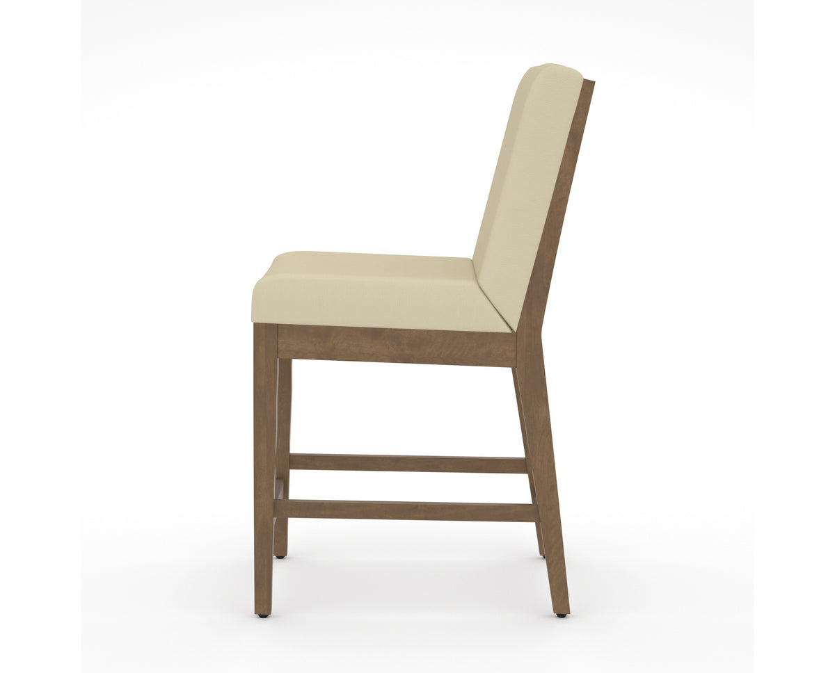 Canadel Modern Box Back Counter Stool in Pecan Washed, XZ Faux Leather, side view