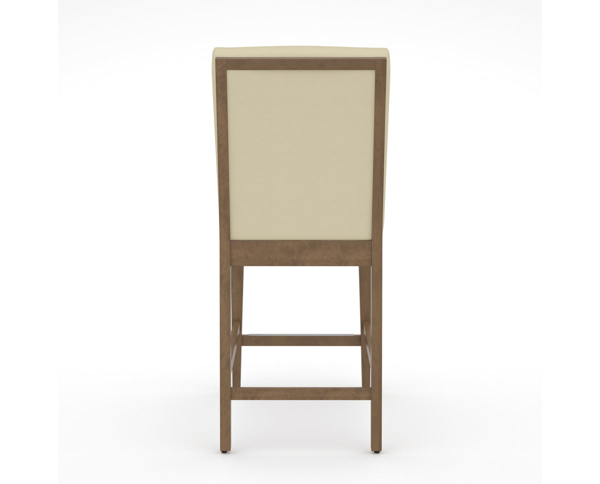 Canadel Modern Box Back Counter Stool in Pecan Washed, XZ Faux Leather, back view