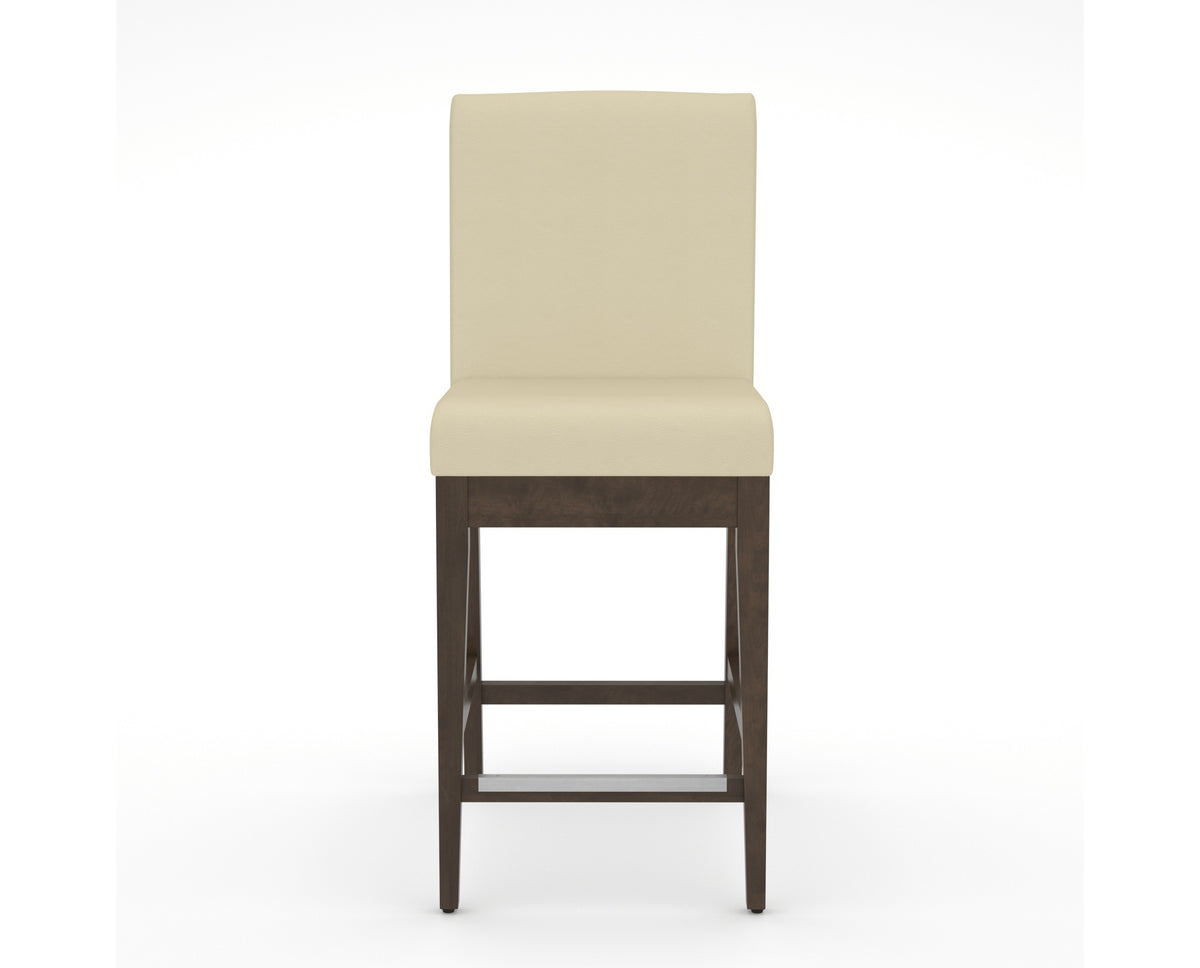 Canadel Modern Box Back Counter Stool in Hazelnut Washed, XZ Faux Leather, front view