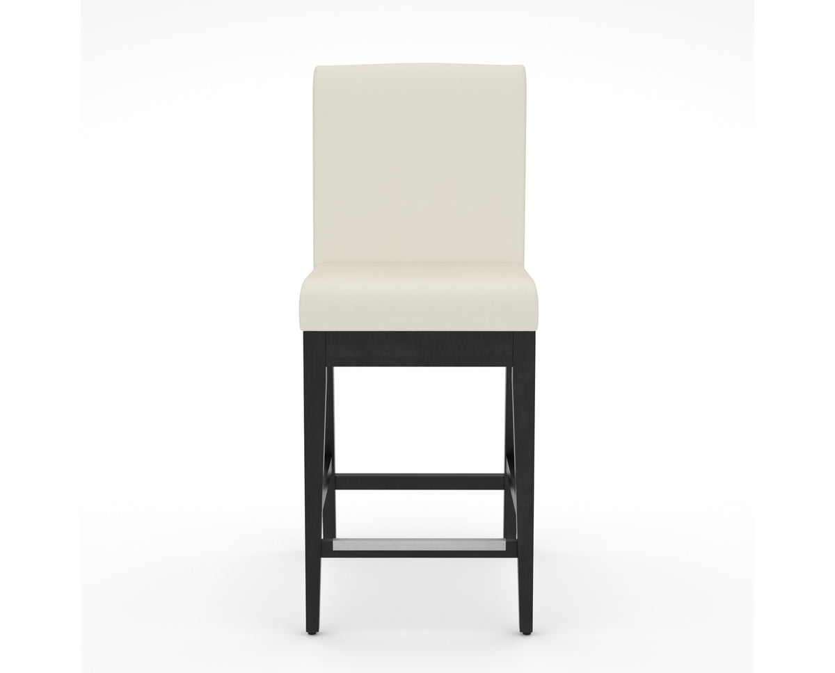 Canadel Modern Box Back Counter Stool in Dark Smoke, YJ Faux Leather, front view
