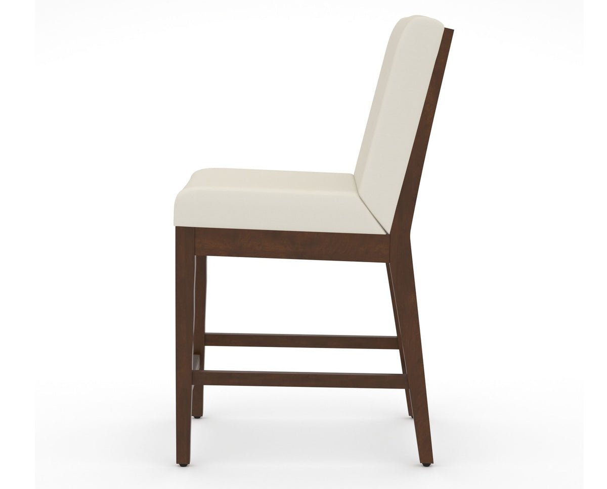 Canadel Modern Box Back Counter Stool in Cognac Washed, YJ Faux Leather, side view