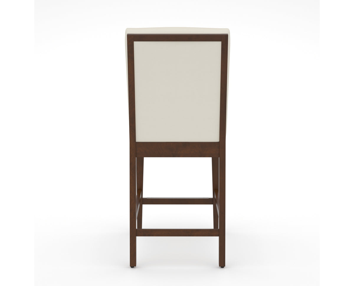 Canadel Modern Box Back Counter Stool in Cognac Washed, YJ Faux Leather, back view