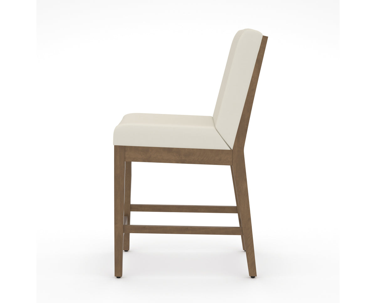 Canadel Modern Box Back Counter Stool in Pecan Washed, YJ Faux Leather, side view