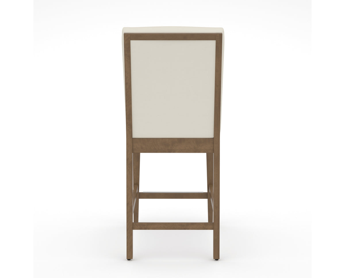 Canadel Modern Box Back Counter Stool in Pecan Washed, YJ Faux Leather, back view