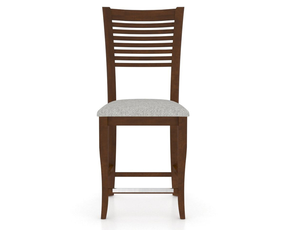 Canadel Upholstered Counter Stool 8229 in 7C Fabric and 19 Cognac Washed and Fixed Base, front view