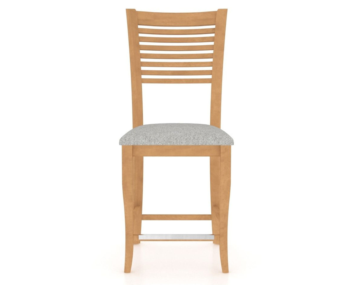 Canadel Upholstered Counter Stool 8229 in 7C Fabric and 20 Caramel Washed and Fixed Base, front view