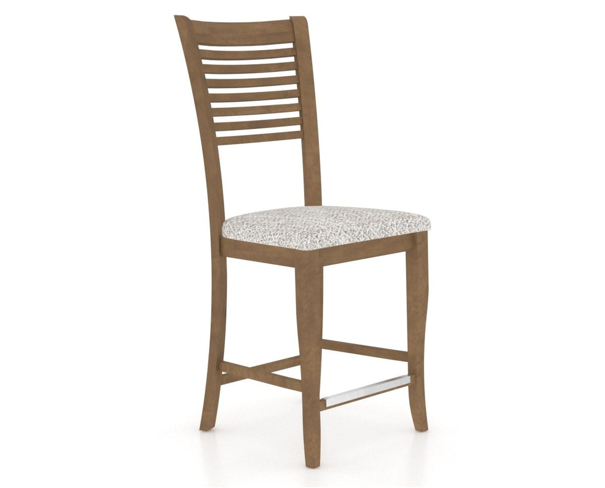 Canadel Upholstered Counter Stool 8229 in FP Crypton® and 25 Pecan Washed and Fixed Base, three-quarter view