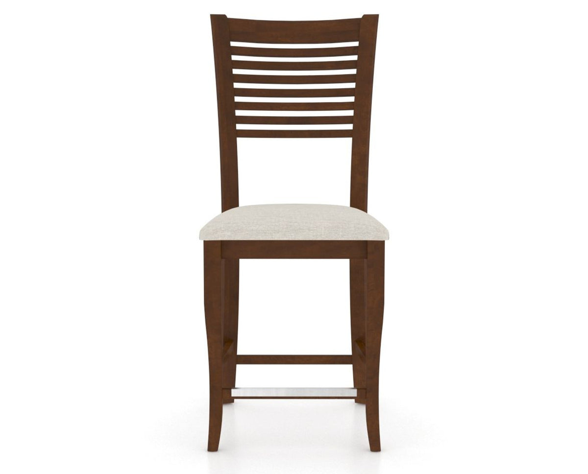 Canadel Upholstered Counter Stool 8229 in TB Fabric and 19 Cognac Washed and Fixed Base, front view