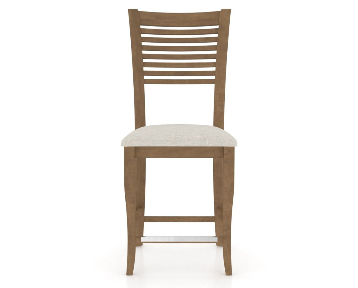Canadel Upholstered Counter Stool 8229 in TB Fabric and 25 Pecan Washed and Fixed Base, front view