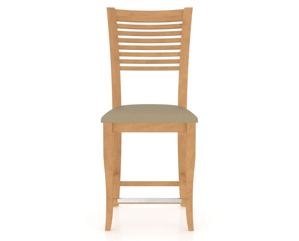 Canadel Upholstered Counter Stool 8229 in XY Faux Leather and 20 Caramel Washed and Fixed Base, front view