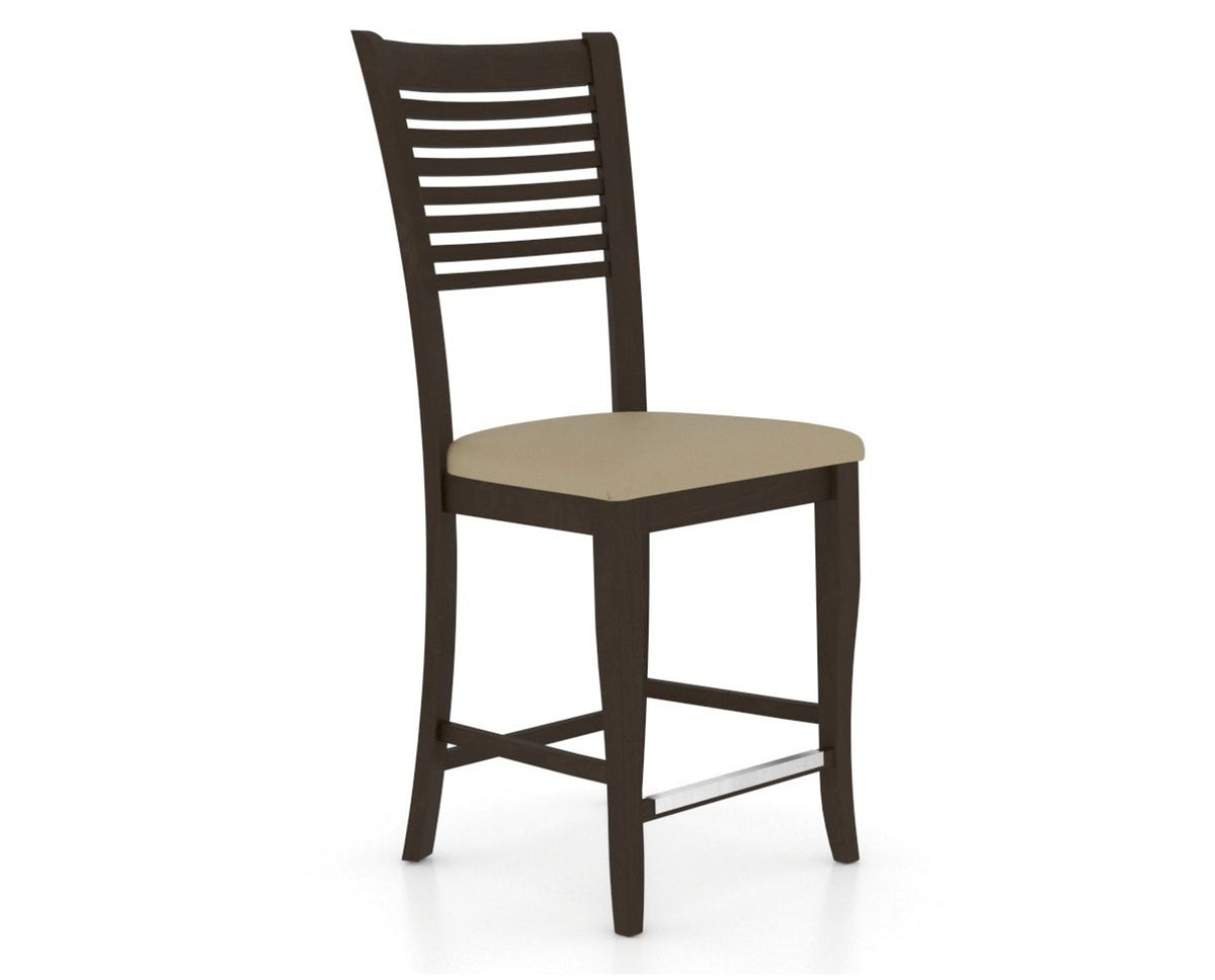 Canadel Upholstered Counter Stool 8229 in XY Faux Leather and 59 Davy's Grey and Fixed Base, three-quarter view