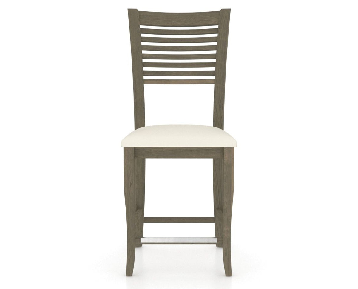 Canadel Upholstered Counter Stool 8229 in YJ Faux Leather and 08 Shadow and Fixed Base, front view