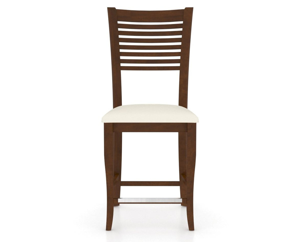 Canadel Upholstered Counter Stool 8229 in YJ Faux Leather and 19 Cognac Washed and Fixed Base, front view