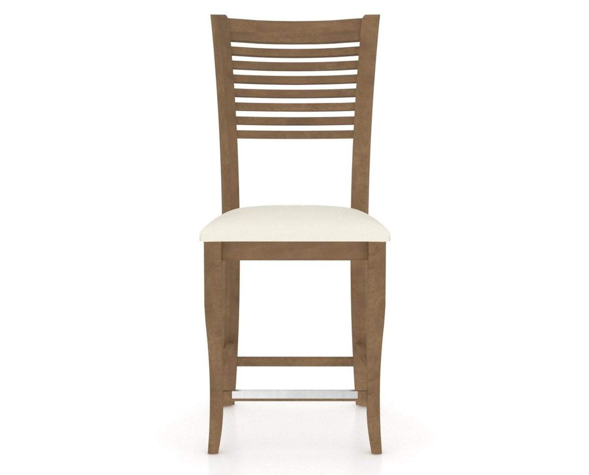 Canadel Upholstered Counter Stool 8229 in YJ Faux Leather and 25 Pecan Washed and Fixed Base, front view