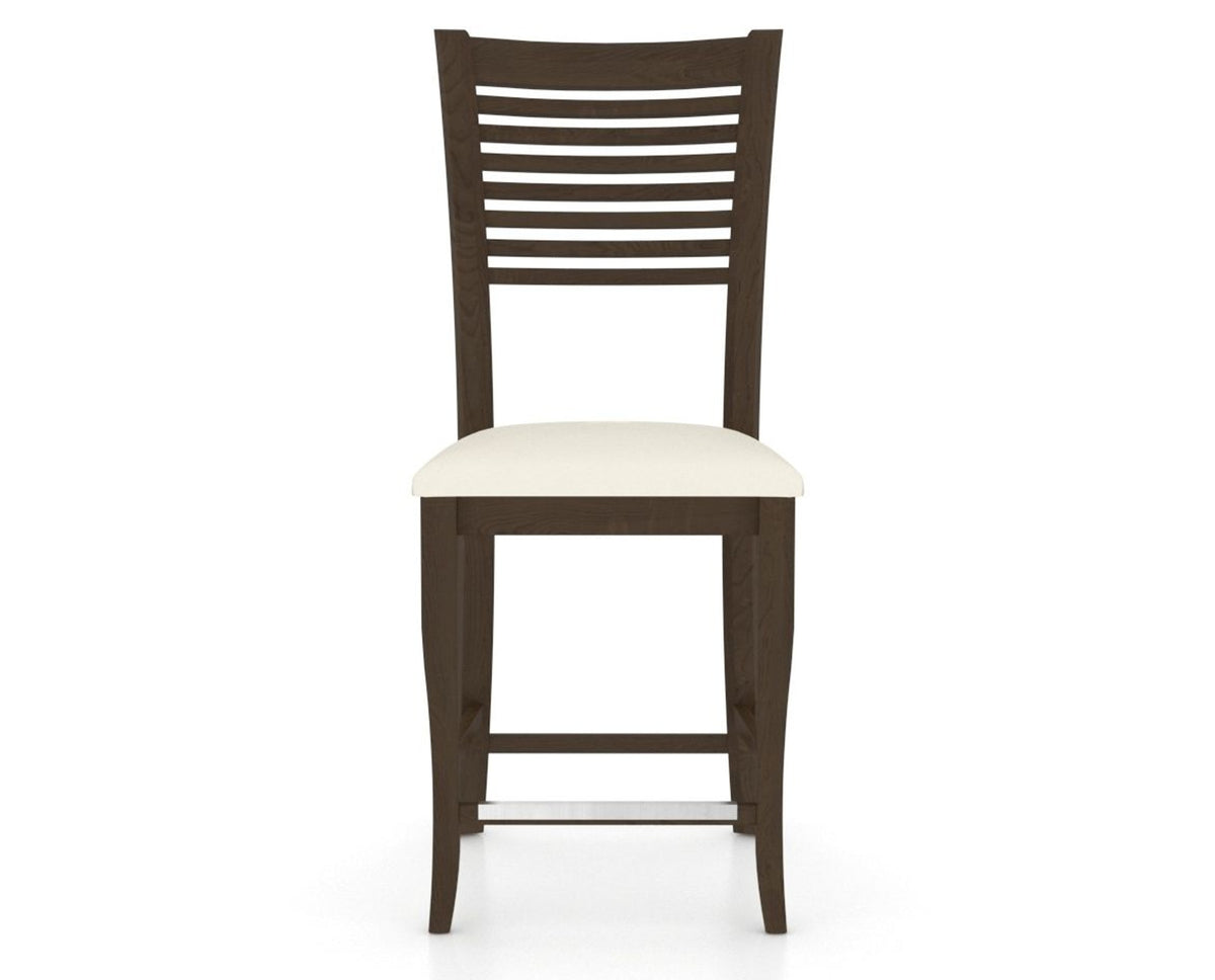 Canadel Upholstered Counter Stool 8229 in YJ Faux Leather and 29 Hazelnut Washed and Fixed Base, front view
