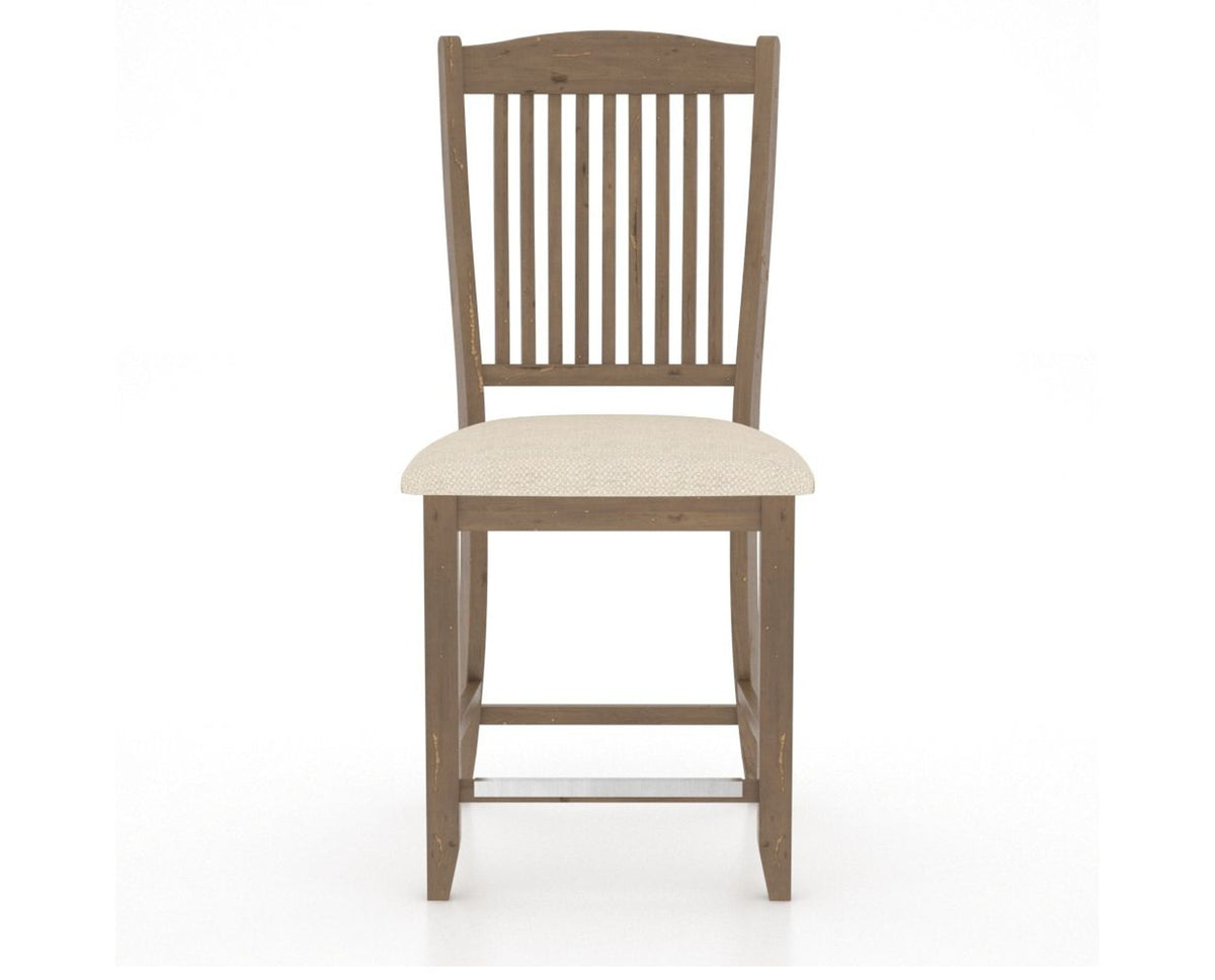 Canadel Champlain Upholstered Counter Stool 8232 in 6K Sunbrella® and 25 Pecan Washed and Fixed Base, front view