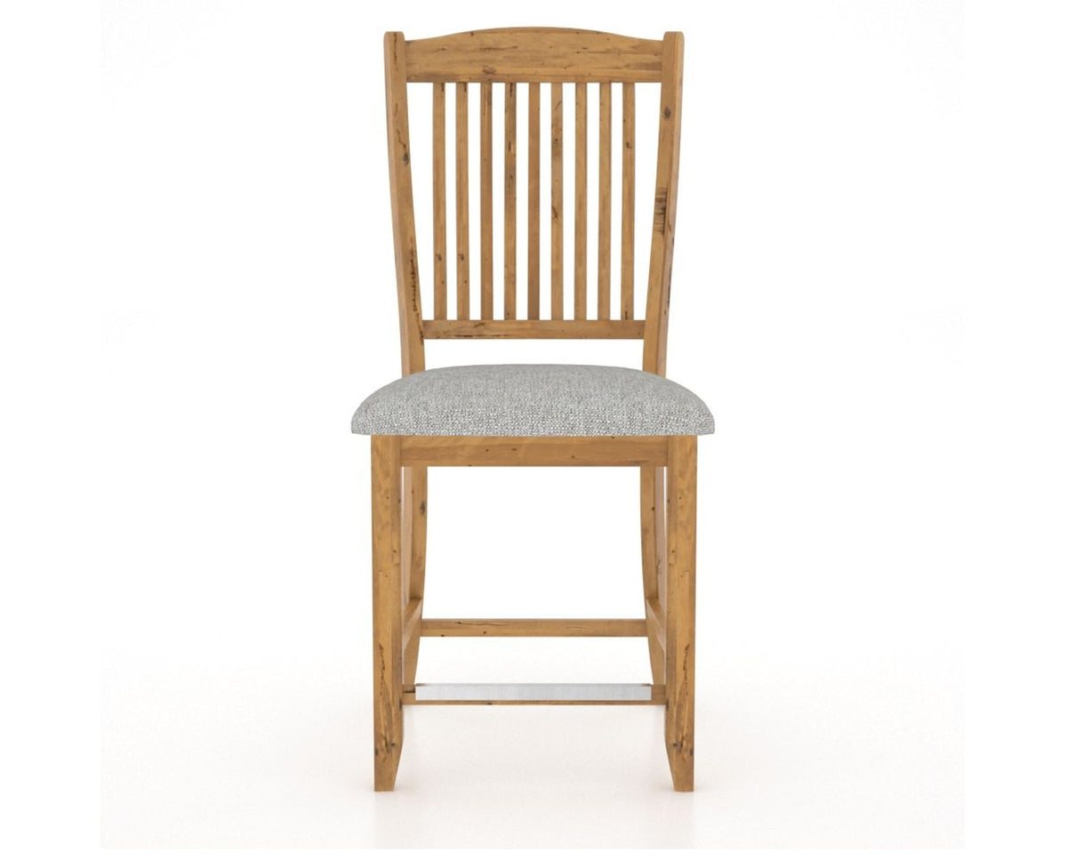 Canadel Champlain Upholstered Counter Stool 8232 in 7C Fabric and 01 Honey Washed and Fixed Base, front view