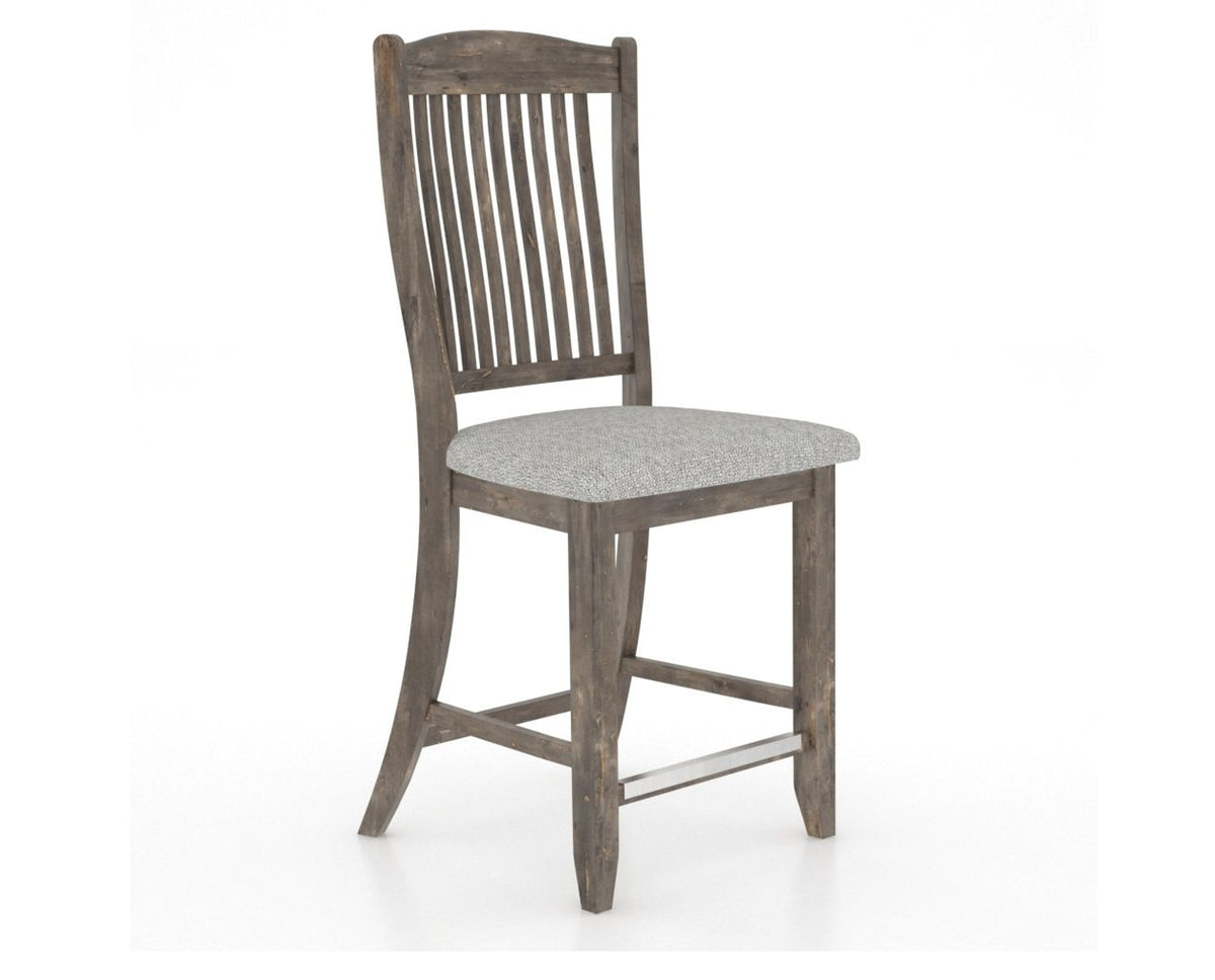 Canadel Champlain Upholstered Counter Stool 8232 in 7C Fabric and 08 Shadow and Fixed Base, three-quarter view