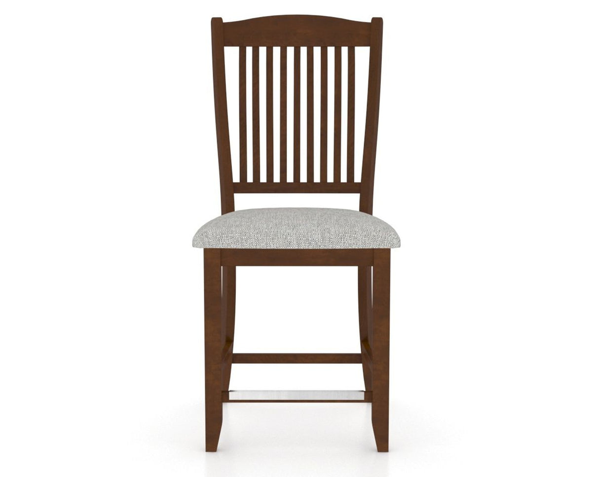 Canadel Upholstered Counter Stool 8232 in 7C Fabric and 19 Cognac Washed and Fixed Base, front view