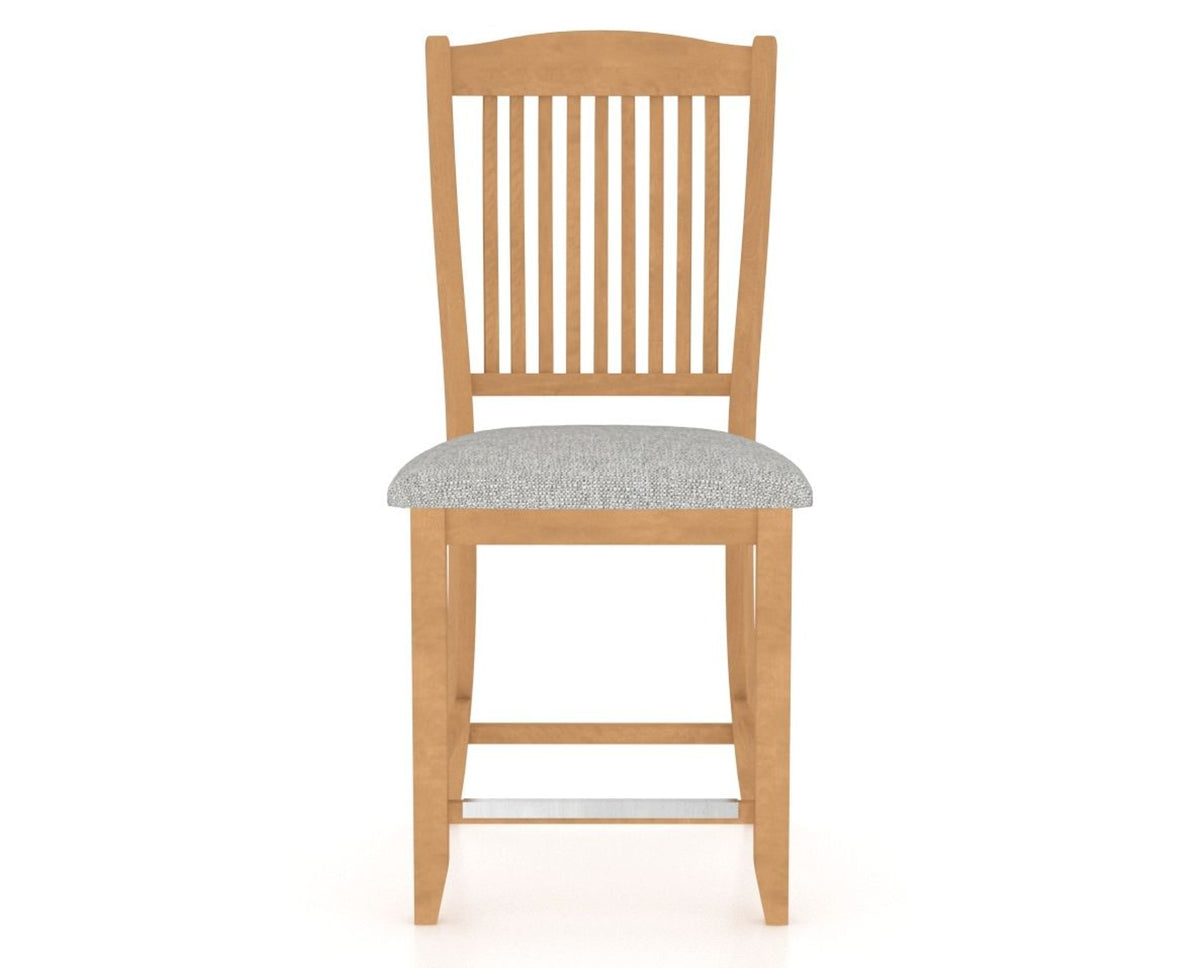 Canadel Upholstered Counter Stool 8232 in 7C Fabric and 20 Caramel Washed and Fixed Base, front view