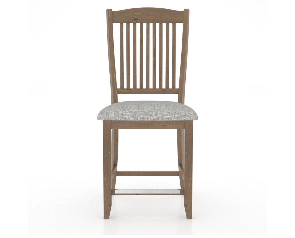 Canadel Champlain Upholstered Counter Stool 8232 in 7C Fabric and 25 Pecan Washed and Fixed Base, front view