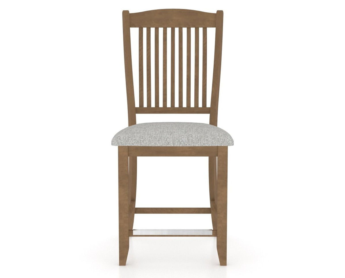 Canadel Upholstered Counter Stool 8232 in 7C Fabric and 25 Pecan Washed and Fixed Base, front view