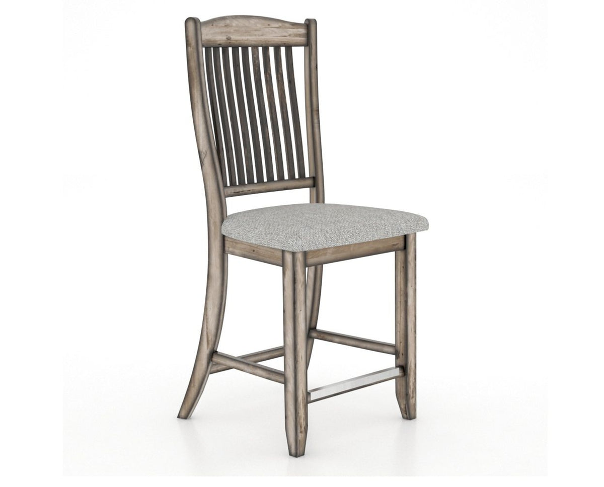 Canadel Champlain Upholstered Counter Stool 8232 in 7C Fabric and 72 Heritage Nature and Fixed Base, three-quarter view