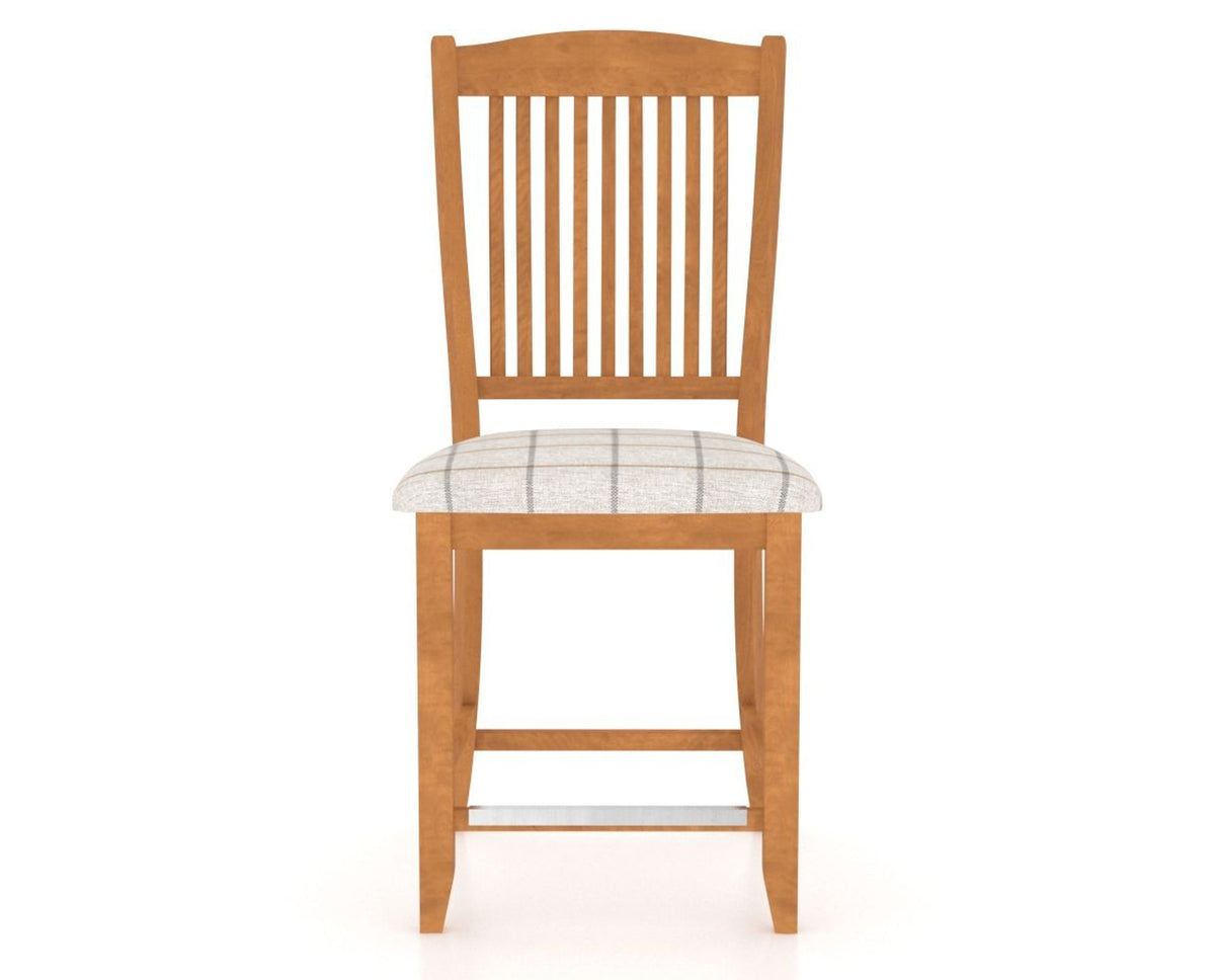 Canadel Upholstered Counter Stool 8232 in OZ Fabric and 01 Honey Washed and Fixed Base, front view