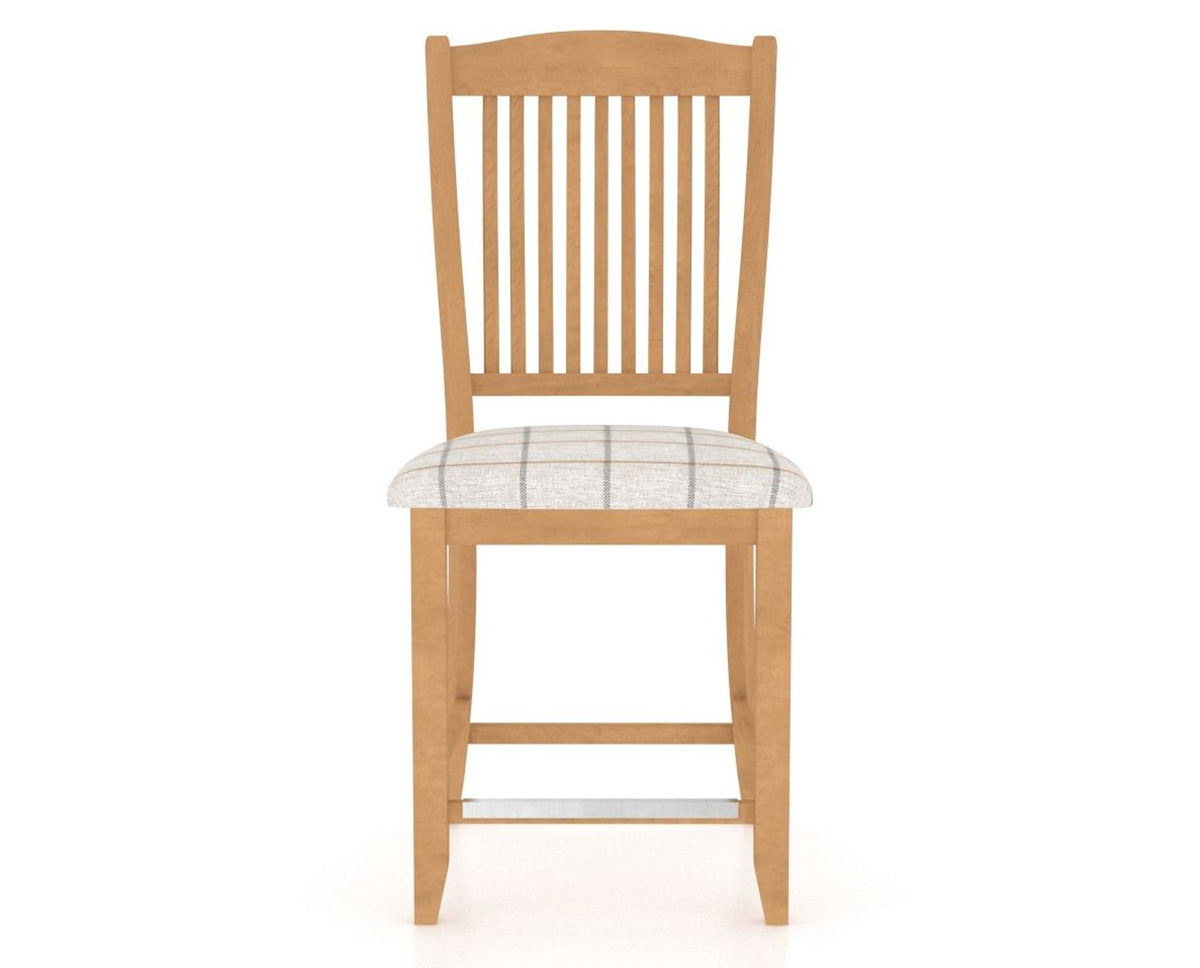 Canadel Upholstered Counter Stool 8232 in OZ Fabric and 20 Caramel Washed and Fixed Base, front view