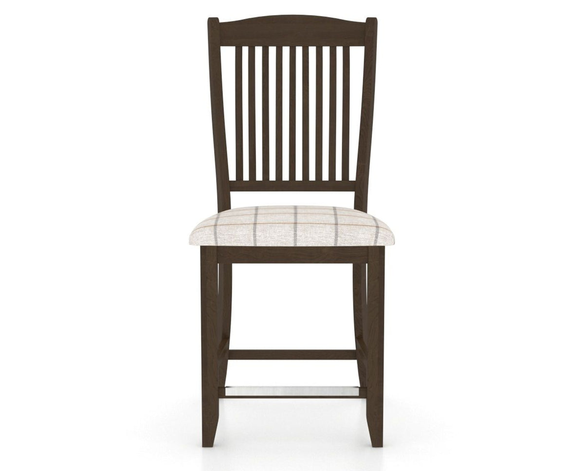 Canadel Upholstered Counter Stool 8232 in OZ Fabric and 29 Hazelnut Washed and Fixed Base, front view