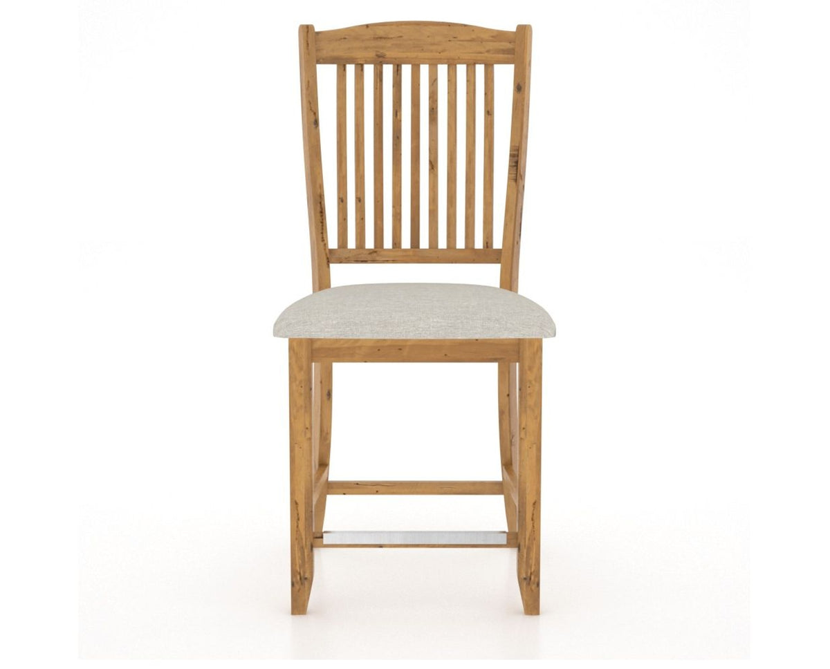 Canadel Champlain Upholstered Counter Stool 8232 in TB Fabric and 01 Honey Washed and Fixed Base, front view