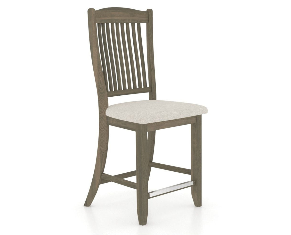 Canadel Upholstered Counter Stool 8232 in TB Fabric and 08 Shadow and Fixed Base, three-quarter view