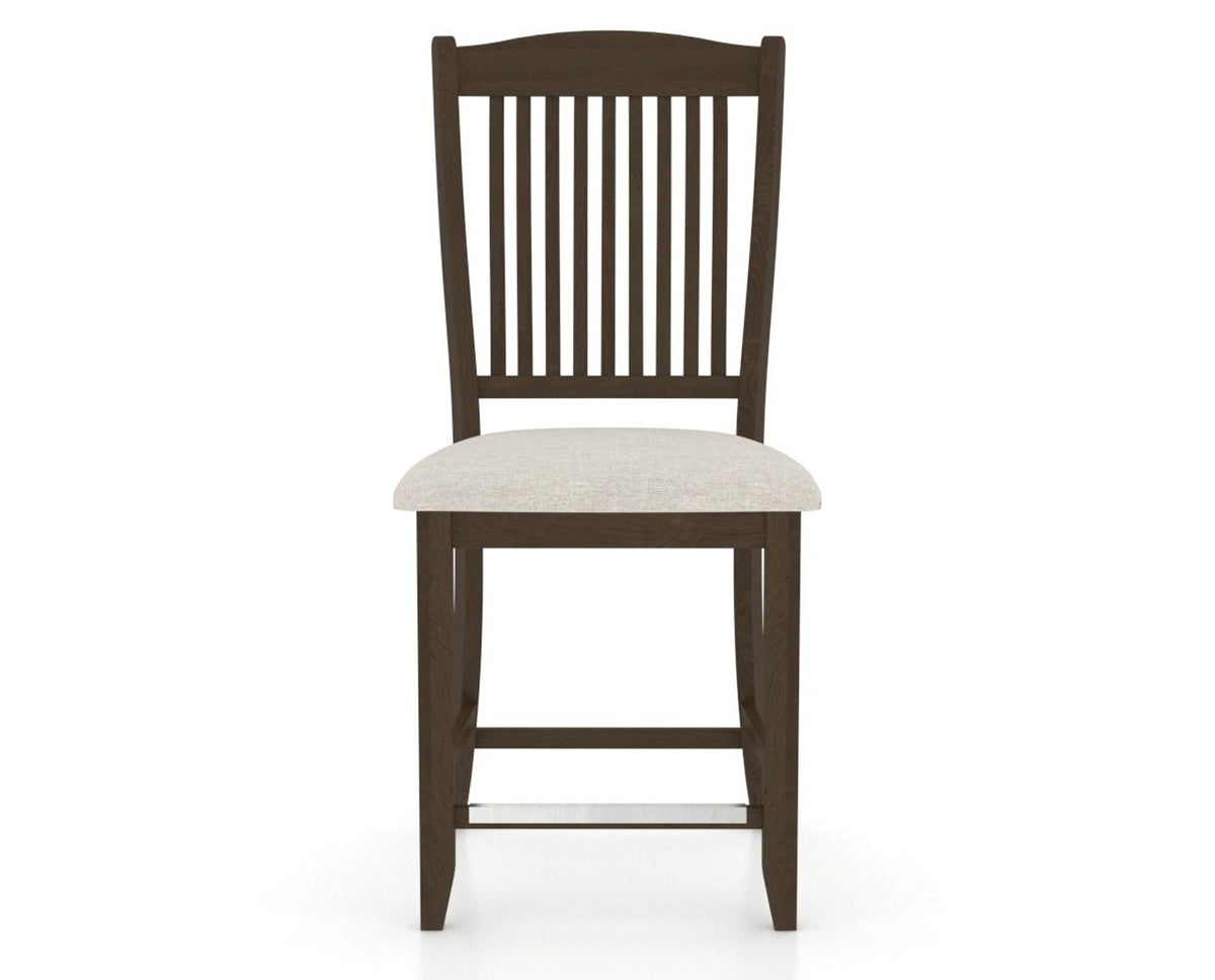 Canadel Upholstered Counter Stool 8232 in TB Fabric and 29 Hazelnut Washed and Fixed Base, front view